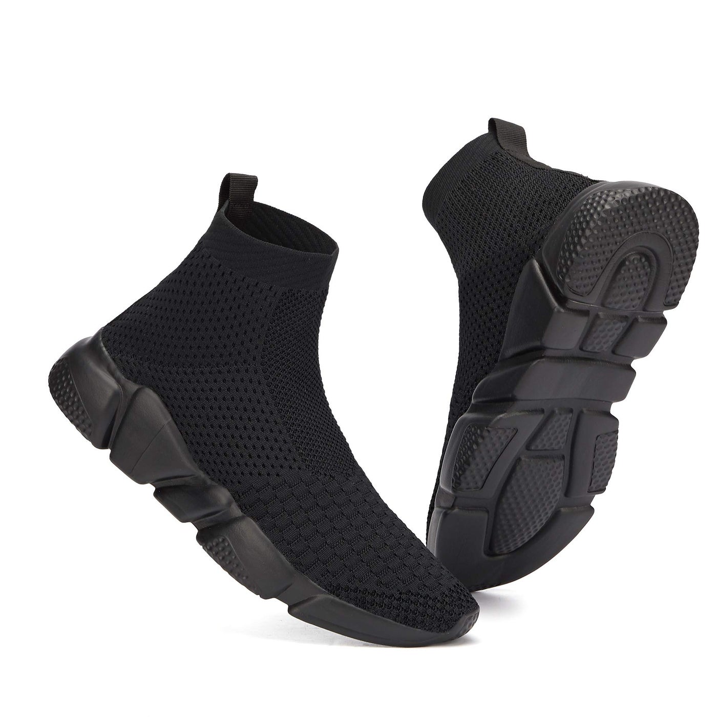 Casbeam Women's Running Knit Comfortable Lightweight Breathable Casual Sports Shoes Fashion Sneakers Slip-On Walking Shoes All Black Size 9.5